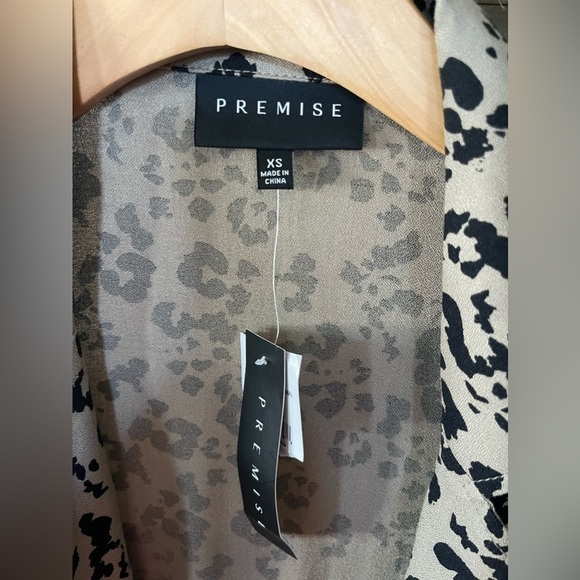 Premise|Olive Animal Print, Leopard Print Long Kimono Blazer, Size XS•••NWT - Picture 9 of 14